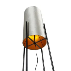 Moderne vloerlamp zwart met velours grijze kap - Rich