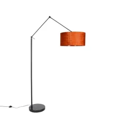 Moderne vloerlamp zwart met kap oranje 50 cm - Editor