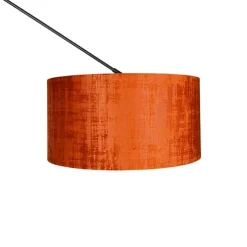 Moderne vloerlamp zwart met kap oranje 50 cm - Editor