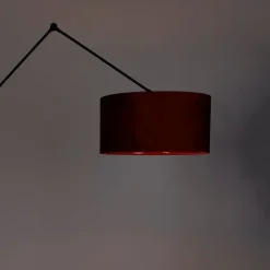 Moderne vloerlamp zwart met kap oranje 50 cm - Editor