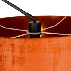 Moderne vloerlamp zwart met kap oranje 50 cm - Editor