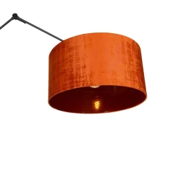 Moderne vloerlamp zwart met kap oranje 50 cm - Editor