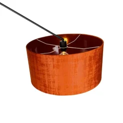Moderne vloerlamp zwart met kap oranje 50 cm - Editor