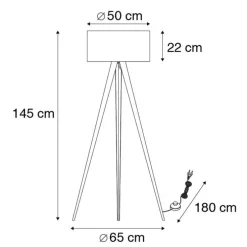Moderne vloerlamp zwart met zwarte kap - Ilse