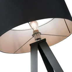 Moderne vloerlamp zwart met zwarte kap - Ilse