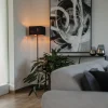 Moderne vloerlamp zwart met goud vierkant - VT 1