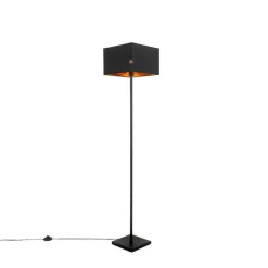 Moderne vloerlamp zwart met goud vierkant - VT 1