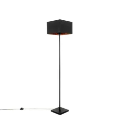 Moderne vloerlamp zwart met goud vierkant - VT 1