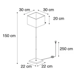 Moderne vloerlamp zwart met goud vierkant - VT 1