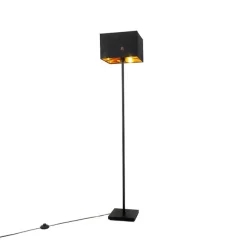 Moderne vloerlamp zwart met goud vierkant - VT 1