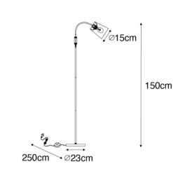 Moderne vloerlamp zwart met goud - Carmen