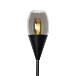 Moderne vloerlamp zwart met smoke glas - Drop