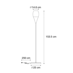 Moderne vloerlamp zwart met smoke glas - Drop