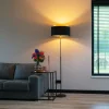 Moderne vloerlamp zwart met goud duo kap - Parte