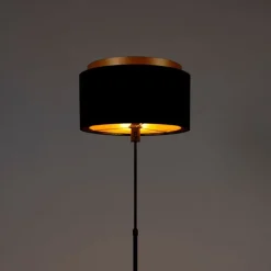 Moderne vloerlamp zwart met goud duo kap - Parte