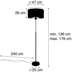 Moderne vloerlamp zwart met goud duo kap - Parte