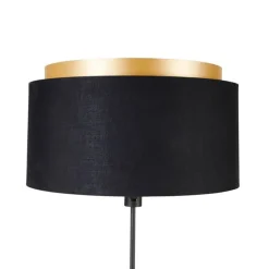 Moderne vloerlamp zwart met goud duo kap - Parte