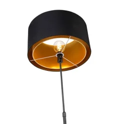 Moderne vloerlamp zwart met goud duo kap - Parte