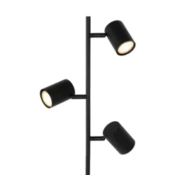 Moderne vloerlamp zwart met hout 3-lichts - Jeana