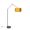 Moderne vloerlamp zwart met kap goud 50 cm - Editor