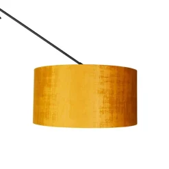 Moderne vloerlamp zwart met kap goud 50 cm - Editor
