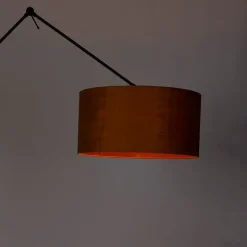 Moderne vloerlamp zwart met kap goud 50 cm - Editor