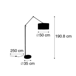 Moderne vloerlamp zwart met kap goud 50 cm - Editor