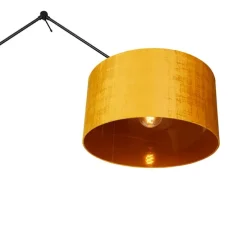 Moderne vloerlamp zwart met kap goud 50 cm - Editor