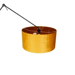 Moderne vloerlamp zwart met kap goud 50 cm - Editor