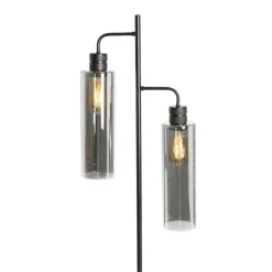Moderne vloerlamp zwart met smoke glas 2-lichts - Stavelot