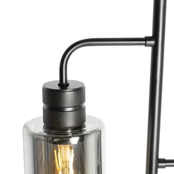 Moderne vloerlamp zwart met smoke glas 2-lichts - Stavelot