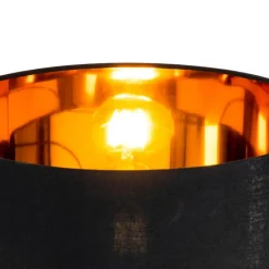 Moderne vloerlamp zwart met goud rond - VT