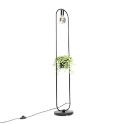 Moderne vloerlamp zwart met glas 25 cm - Roslini