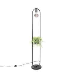 Moderne vloerlamp zwart met glas 25 cm - Roslini