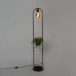 Moderne vloerlamp zwart met glas 25 cm - Roslini