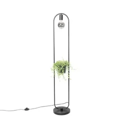 Moderne vloerlamp zwart met glas 25 cm - Roslini