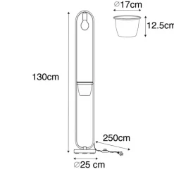 Moderne vloerlamp zwart met glas 25 cm - Roslini