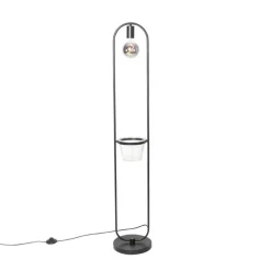 Moderne vloerlamp zwart met glas 25 cm - Roslini
