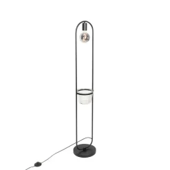 Moderne vloerlamp zwart met glas 25 cm - Roslini