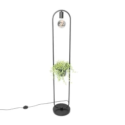 Moderne vloerlamp zwart met glas 25 cm - Roslini