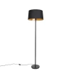Moderne vloerlamp zwart met zwarte kap 45 cm - Simplo