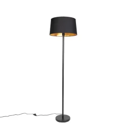Moderne vloerlamp zwart met zwarte kap 45 cm - Simplo
