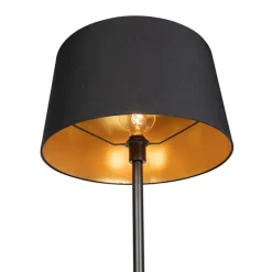 Moderne vloerlamp zwart met zwarte kap 45 cm - Simplo