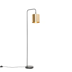 Moderne vloerlamp zwart met goud - Lofty