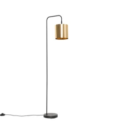 Moderne vloerlamp zwart met goud - Lofty