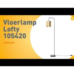 Moderne vloerlamp zwart met goud - Lofty