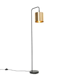 Moderne vloerlamp zwart met goud - Lofty