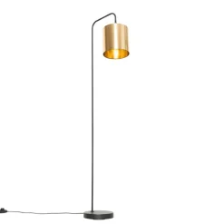 Moderne vloerlamp zwart met goud - Lofty