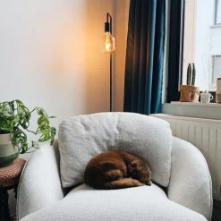 Moderne vloerlamp zwart rond 145cm - Facil