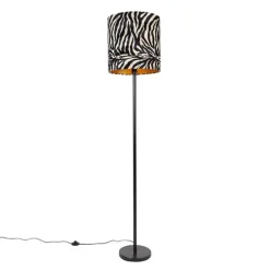 Moderne vloerlamp zwart stoffen kap zebra 40 cm - Simplo